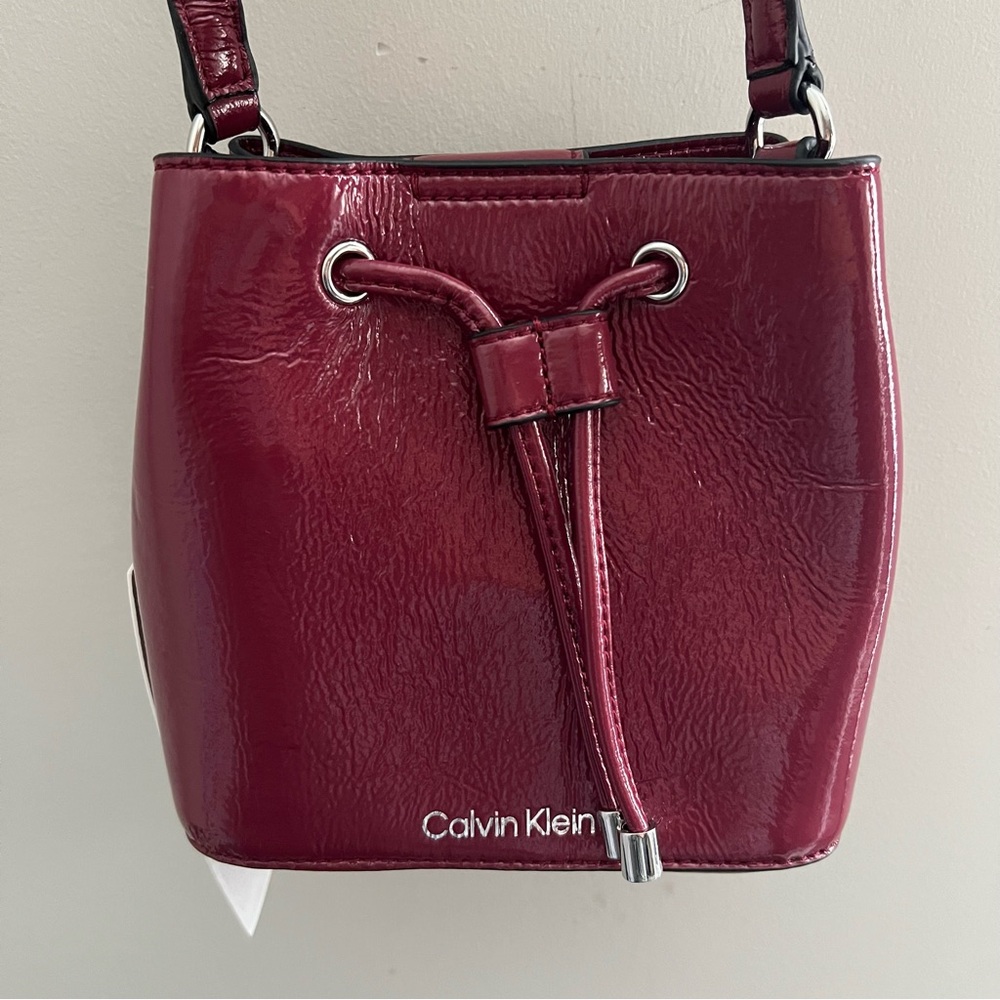 Calvin Klein Astatine Micro Mini Bucket Crossbody, Bloodstone